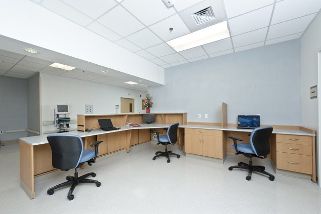 Reception Station using Hamilton Sorter Casegoods