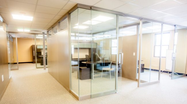 KI Lightline demountable architectural wall to create conference rooms